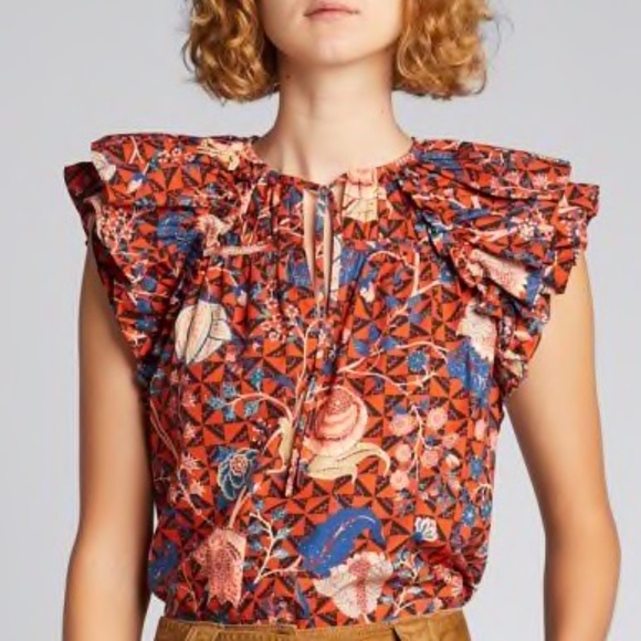 Ulla Johnson Liv Hibiscus Floral Print Top Blouse NWT US4 - Picture 5 of 10